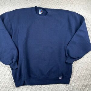 Vintage 90s Russell Athletic Mens Navy Blue Crewneck Sweatshirt XL Made in USA